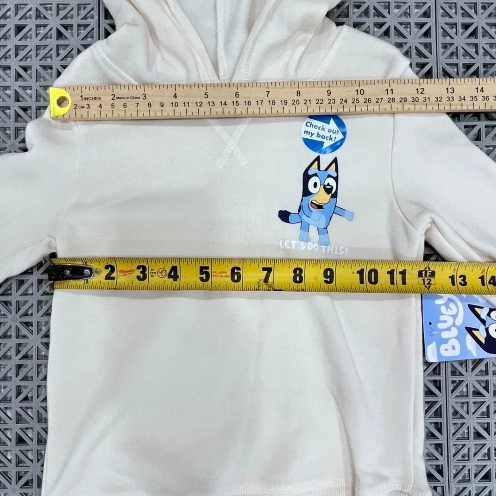 Bluey Jogger Set Kids 5T Cream Hooded Sweatshirt‎ Pants 2pc Heeler Family NEW